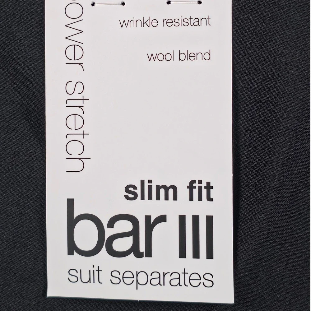 Bar III Dress Pant Men 31x30 Black Slim Fit Wool Blend Quiet Luxury Tailored NWT